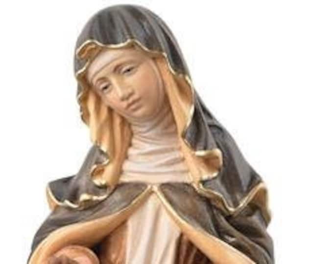 Statue of Santa Monica carved in wood from Valgardena and decorated by hand of Italian artisan production