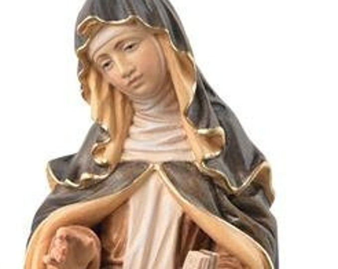 Statue of Santa Beatrice di Silva carved in Valgardena wood decorated by hand of Italian artisan production