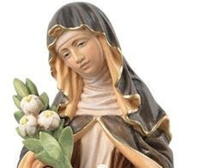 Statue of St. Agnes carved in wood from Valgardena and decorated by hand of Italian artisan production