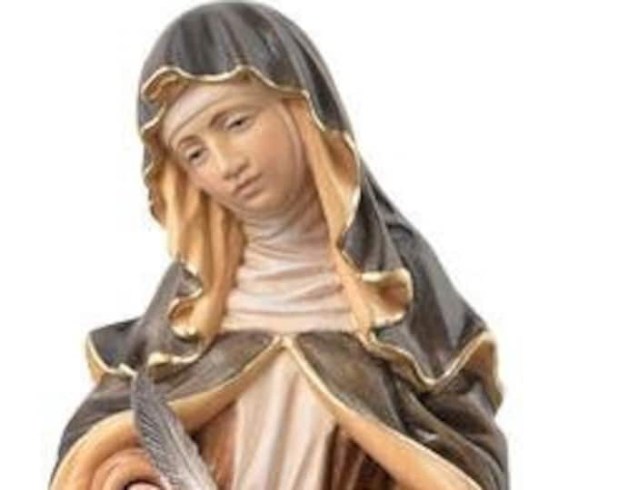 Statue of Santa Paola various sizes carved in wood of Valgardena and decorated by hand of Italian artisan production