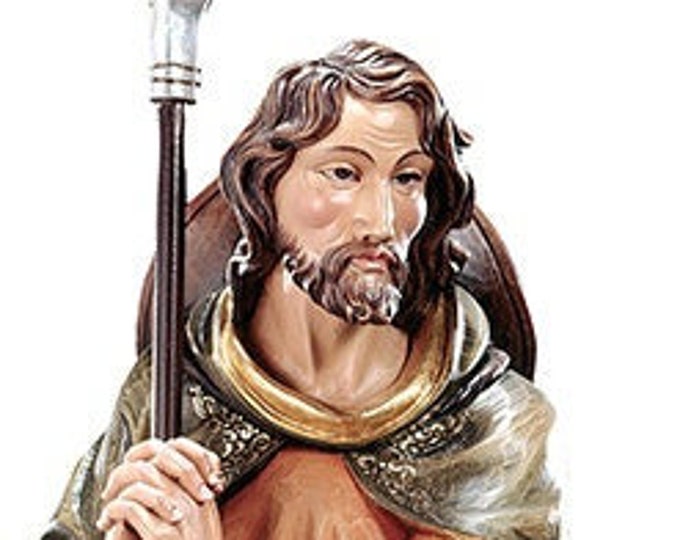 Statue of San Vendelino carved in wood from Valgardena and decorated by hand of Italian artisan production