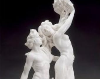 Classical sculpture "Apollo and Daphne" made of alabaster powder, marble base, 49 cm (19.29 inch) of Italian artisan production.