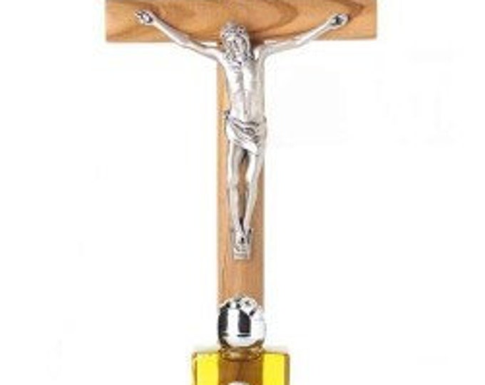Holy oil crucifix, made of national olive wood, 22 cm (8.66 inches) of Italian artisan production