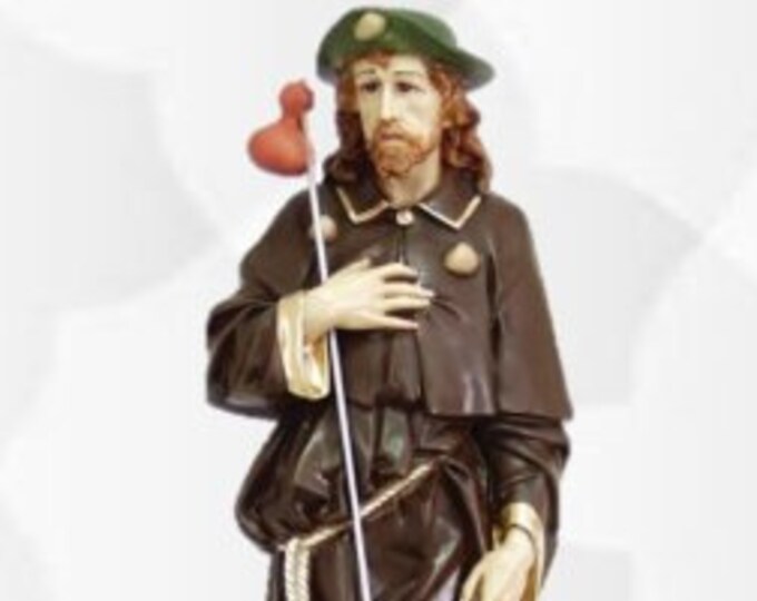 Statue of San Rocco 66 x 19 cm (25.98 x 7.48 inches) in hand-decorated resin, artisanal production, ideal for interiors and exteriors