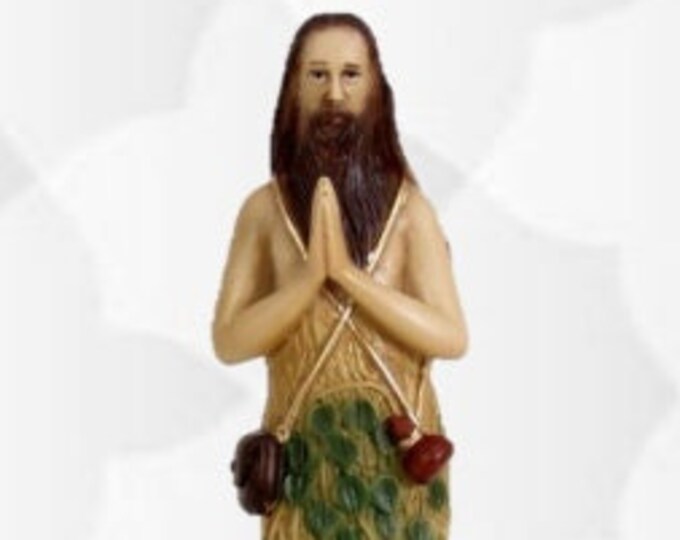 Statue of Saint Onofrio cm 32.5 x 9.5 (12.79x3.74 inches) in hand-decorated resin, artisanal production, ideal for indoors and outdoors