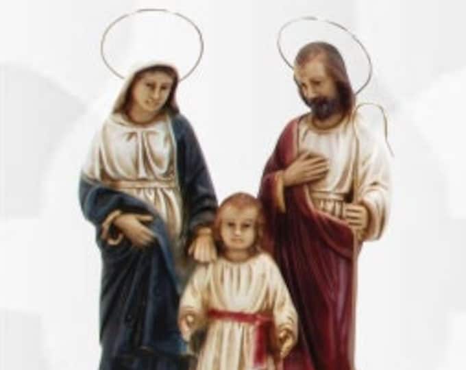 Statue of the Holy Family cm 28 (11,02 inches) in hand-decorated marble powder of hand-crafted production