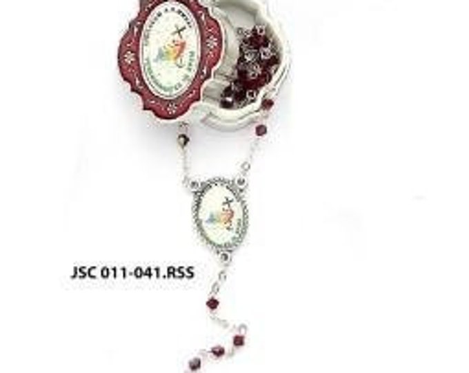 Jubilee Rosary Set 2025, with metal case, bead diameter 3 mm, handcrafted in Italy