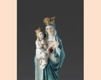 Statue of Saint Anne, cm 25 (9.84 inches) in alabaster powder, wooden base, hand decorated, made in Italy
