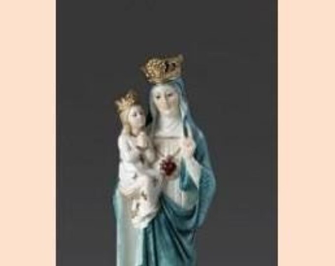 Statue of Saint Anne, cm 25 (9.84 inches) in alabaster powder, wooden base, hand decorated, made in Italy