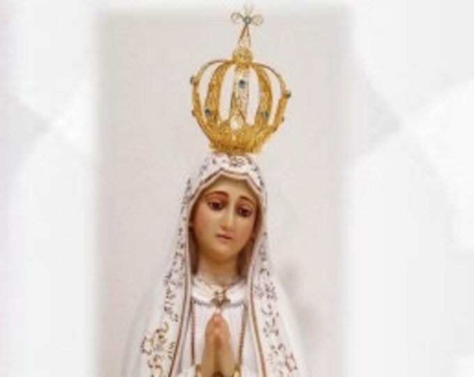 Statue of Our Lady of Fatima cm 69 (27,16 inches), made of resin and entirely decorated by hand, handcrafted