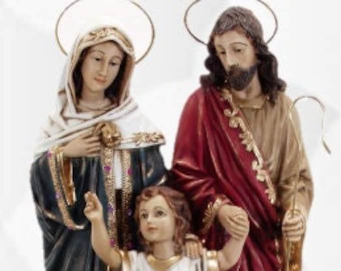 Statue of the Holy Family cm 60 (23.62 inches) in marble dust decorated by hand, artisanal production, two color variations