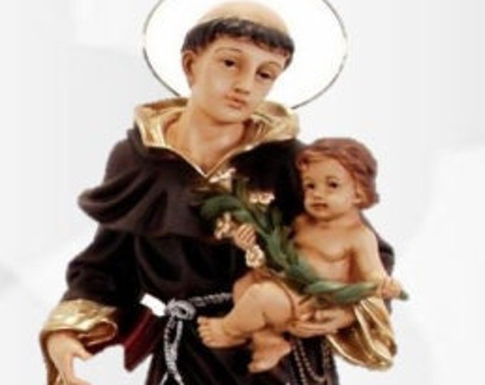 Statue of St. Anthony of Padua cm 45 x 19 ( 17,71 x 7,48 inches) in hand-decorated resin of handcrafted production