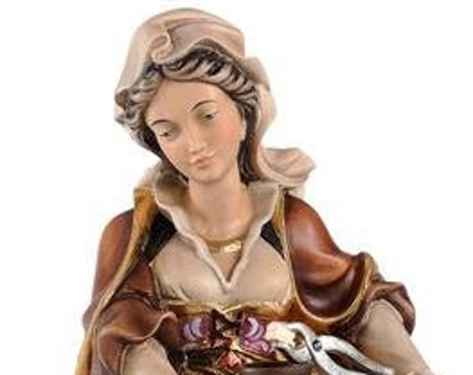 Statue of Sant 'Apollonia carved in wood from Valgardena and hand-decorated of Italian craftsmanship