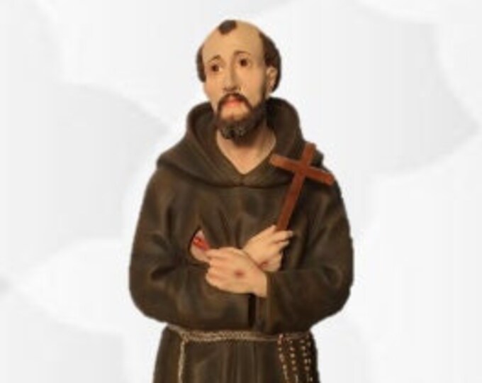 Statue of St. Francis of Assisi cm 100 x 50 (39,37 x 19,68 inches) in hand-decorated resin marble of handcrafted production