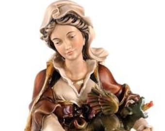 Statue of Saint Margaret with book and dragon carved in Val Gardena wood and hand decorated of Italian artisan production