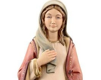 Statue of the pregnant Madonna carved in Valgardena wood, hand-decorated, Italian artisan production