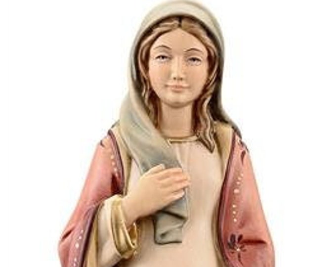 Statue of the pregnant Madonna carved in Valgardena wood, hand-decorated, Italian artisan production