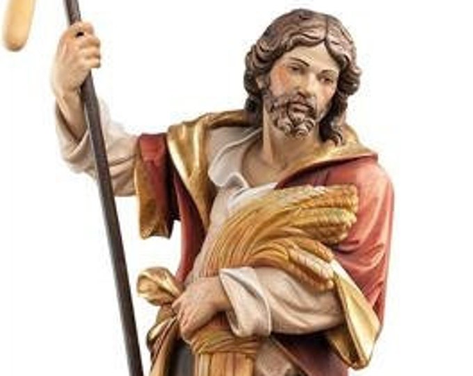 Statue of St. Isidore carved in wood from Valgardena and decorated by hand of Italian artisan production