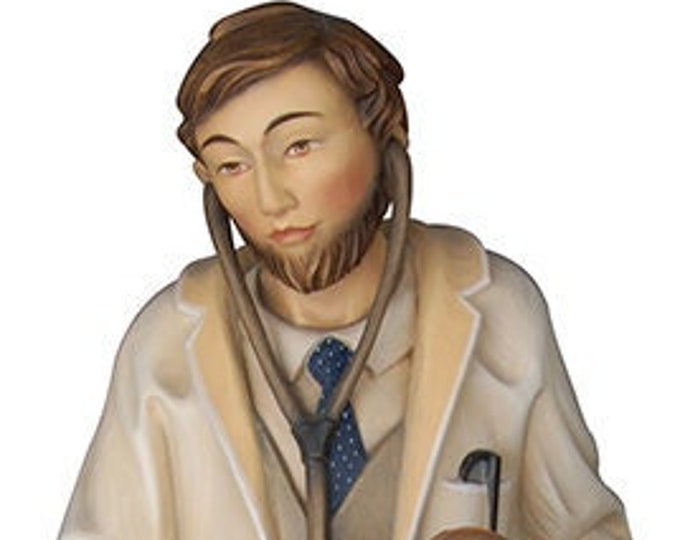Sculpture of the Doctor Doctor carved in wood from Valgardena and decorated by hand of Italian artisan production