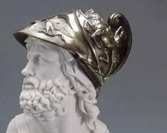 Classical sculpture "Bust of Menelaus" made of alabaster powder, marble base, cm 58 (22.83 inch) Made in Italy