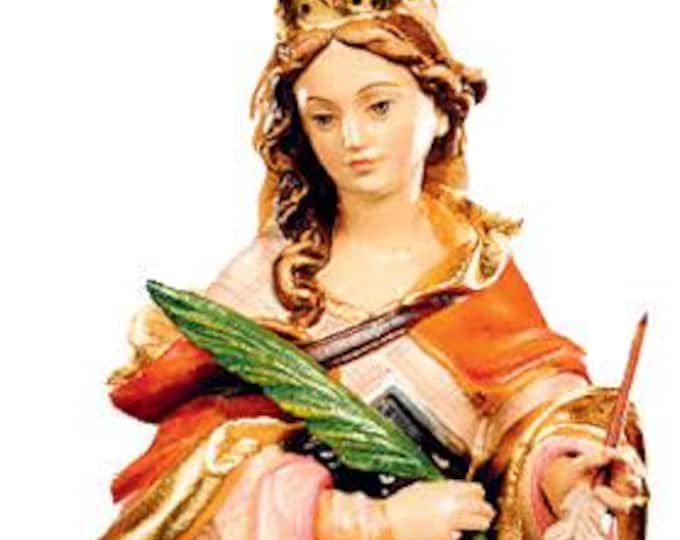 Statue of Saint Ursula carved from Valgardena wood and hand-decorated, Italian artisan production, various sizes