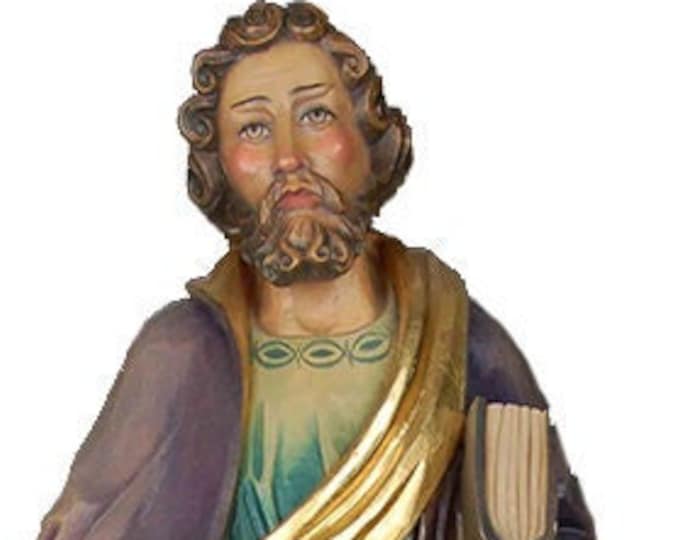 Statue of St. Peter carved in Val Gardena wood and hand decorated of Italian artisan production