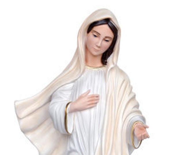 Statue of Our Lady of Medjugorje 80 cm (31.49 inches) hand-decorated resin, painted eyes or glass, Italian artisan production