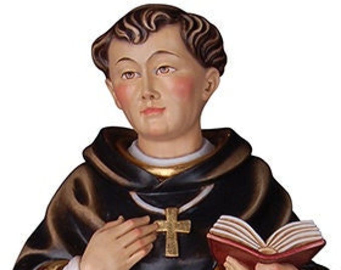 Statue of St. Raymond de Penafort carved in wood from Valgardena and hand-decorated with Italian craftsmanship