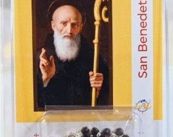 Rosary of Saint Benedict with recitation booklet, of Italian artisan production