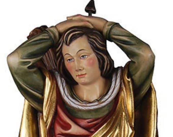 Statue of St. Pantaleon of Nicomedia carved in wood from Valgardena and decorated by hand of Italian artisan production