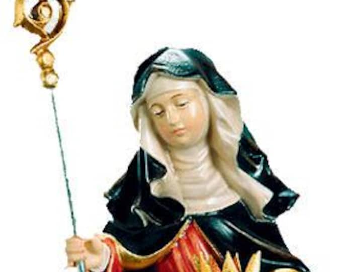 Statue of Saint Crescentia carved in Valgardena wood and hand-decorated, Italian artisan production, various sizes