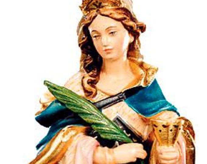 Statue of Saint Ottilia carved in Valgardena wood and hand-decorated, Italian artisan production, various sizes