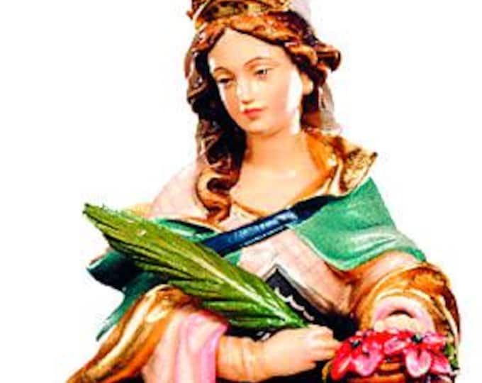 Statue of Saint Dorothy carved in Valgardena wood and hand-decorated, Italian artisan production, various sizes