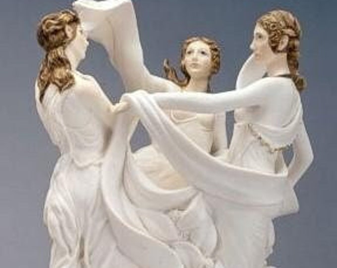 Classical sculpture "Three Dances" by Botticelli, in alabaster powder, 38 cm (14.96 inches), handcrafted in Italy.