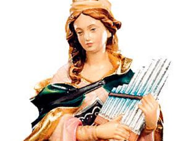 Statue of Saint Cecilia carved in Valgardena wood and hand-decorated, Italian artisan production, various sizes