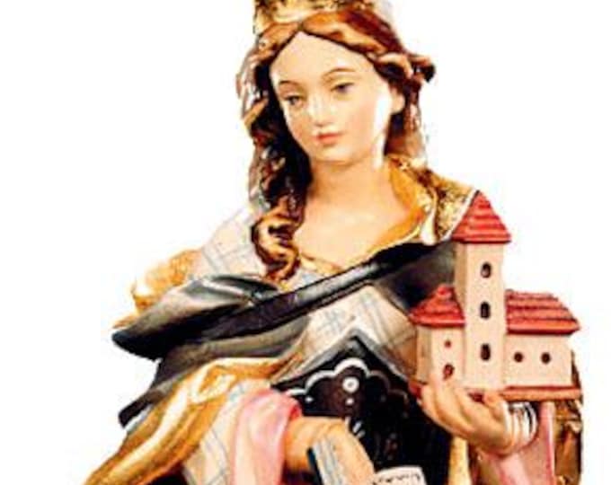 Statue of Saint Hedwig of Poland carved in Valgardena wood and hand-decorated, Italian artisan production, various sizes