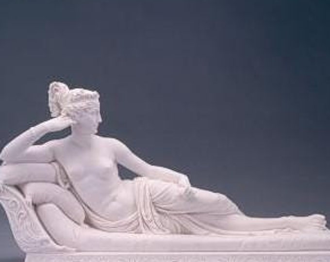 Classical sculpture "Paolina Borghese" by Canova in alabaster powder, cm 60 x 35 (23.62x13.77 inches) Italian artisan production.