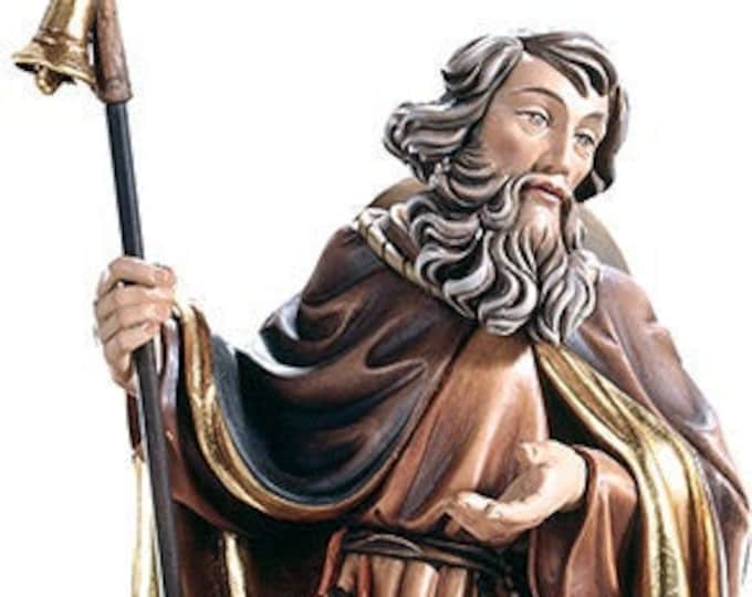 Statue of St. Eusebius hermit carved in valgardena wood decorated by hand of Italian artisan production