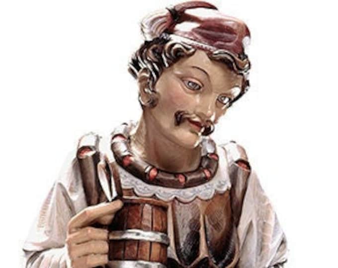 Sculpture of the Oste carved in wood of valgardena and decorated by hand of Italian artisan production