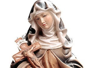 Statue of Saint Rita of Cascia, various sizes, carved in Valgardena wood and hand-decorated, Italian artisan production.