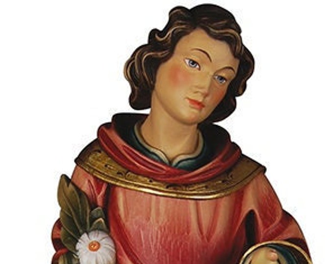 Statue of San Ciriaco, carved in hand-decorated Val Gardena wood of Italian artisan production
