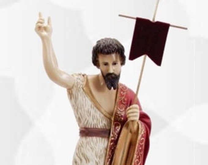 Statue of St. John the Baptist cm 65 (25.59 inches) in hand-decorated resin of artisan production ideal for interiors and exteriors