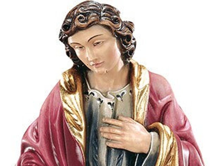 Statue of San Daniele carved in hand-decorated Valgardena wood of Italian artisan production