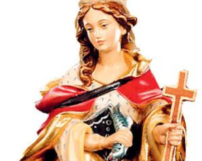 Statue of Saint Margaret carved in Valgardena wood and hand-decorated, Italian artisan production, various sizes