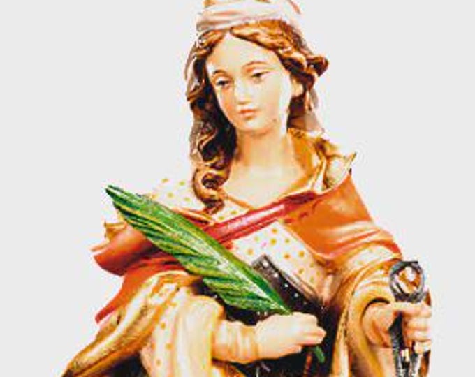 Statue of Saint Apollonia carved in Valgardena wood and hand-decorated, Italian artisan production, various sizes