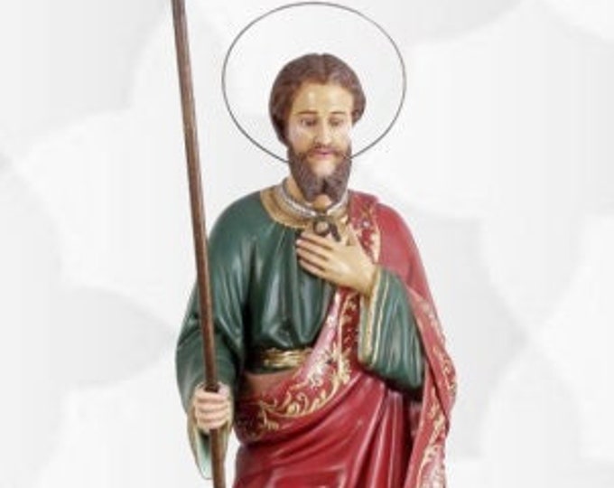Statue of St. Jude Thaddeus cm 100 x 28 (39,37 x 11,02 inches) in hand-decorated resin marble of handcrafted production