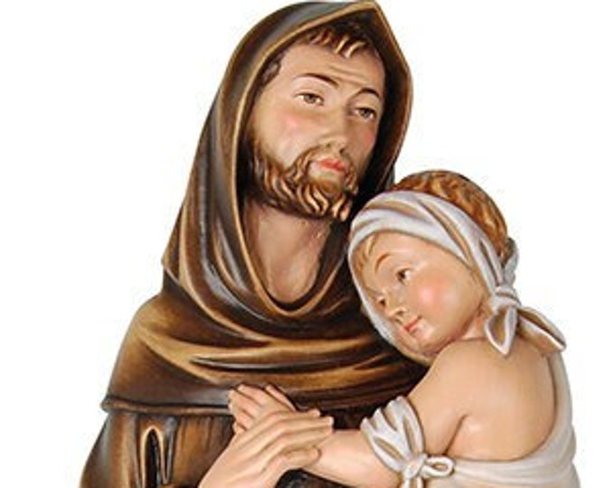 Statue of Saint John of God, carved in hand-decorated Valgardena wood of Italian artisan production