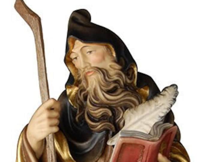 Statue of Sant' Efrem il Siro carved in wood from Val Gardena and hand decorated of Italian artisan production