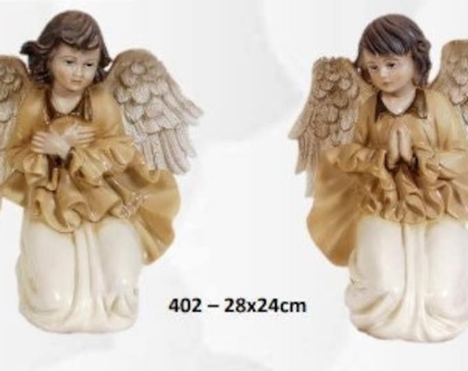 Pair of angels cm 28 x 24 (11,02 x 9,44 inches) in hand-decorated resin, handcrafted production