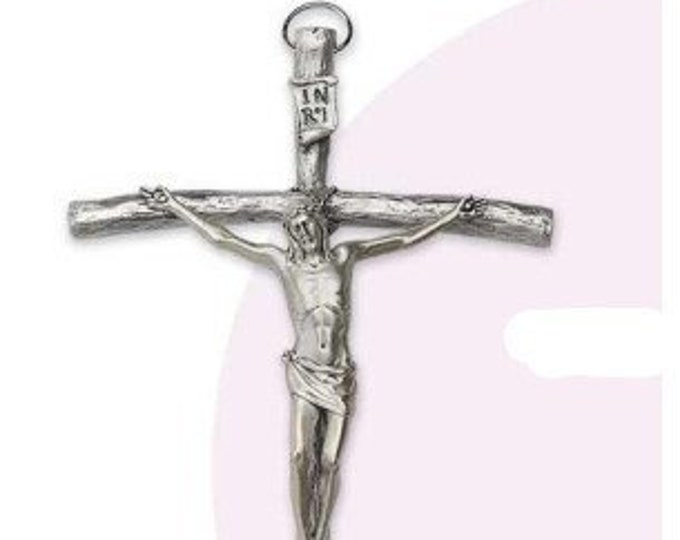 Pastoral Crucifix in brushed metal, to hang, various sizes available, of Italian artisan production